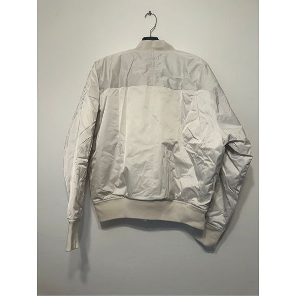 Women's Athleta satin water repellent bomber jacket in ivory, size M, NWT - Picture 2 of 10